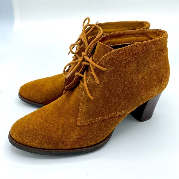 L.L. BEAN Brown Leather Suede Lace Up Chukka Ankle Heels Boots - Picture 1 of 7